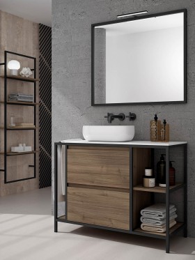 FACILITYS - Mueble WC efecto madera y metal tipo industrial, Para Baño,  Negro : : Hogar y cocina